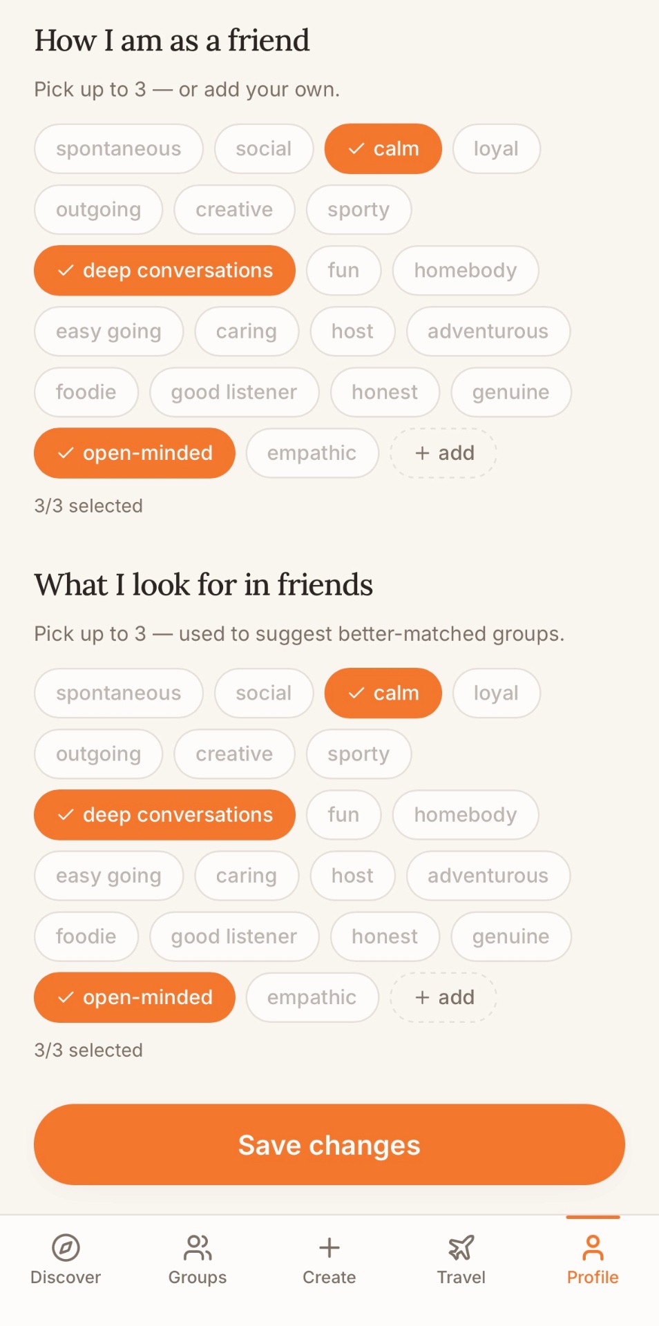 Pick interests and what you're looking for